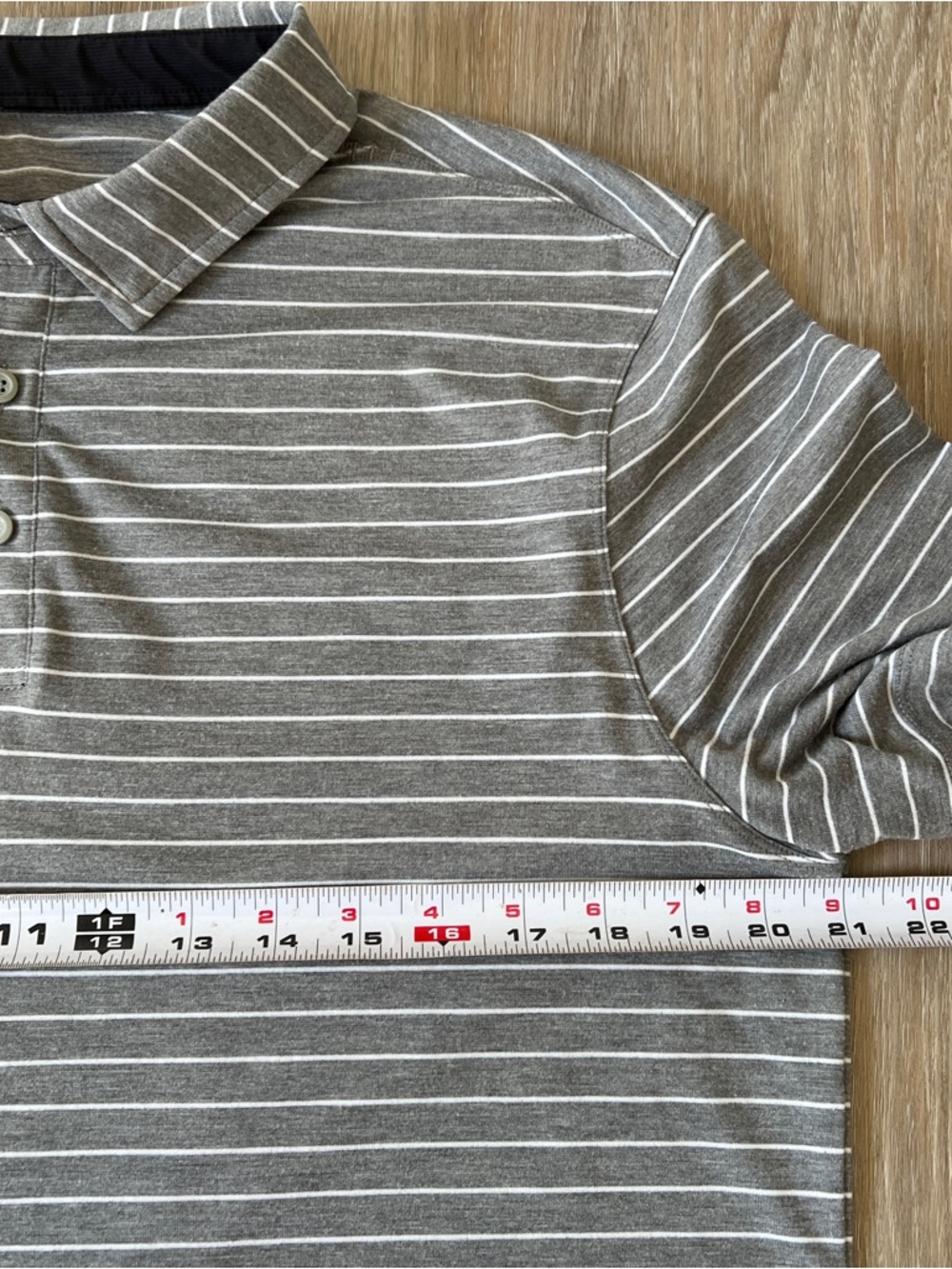 Lululemon Polo Shirt Gray Stripe Short Sleeve Mens Medium No Tag golf tennis - Picture 3 of 5
